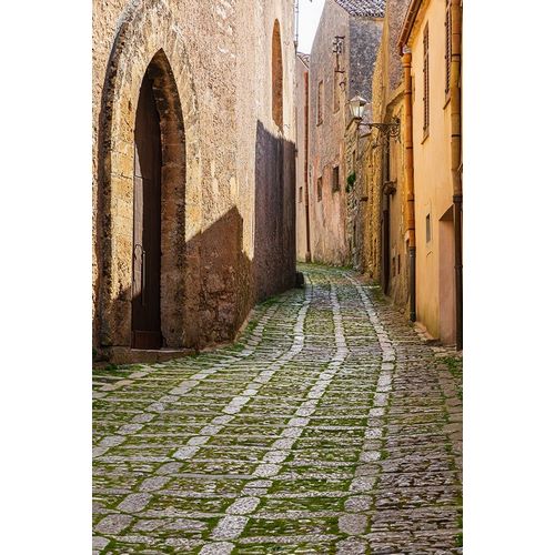 Trapani Province-Erice A narrow cobblestone street in the ancient hill town of Erice